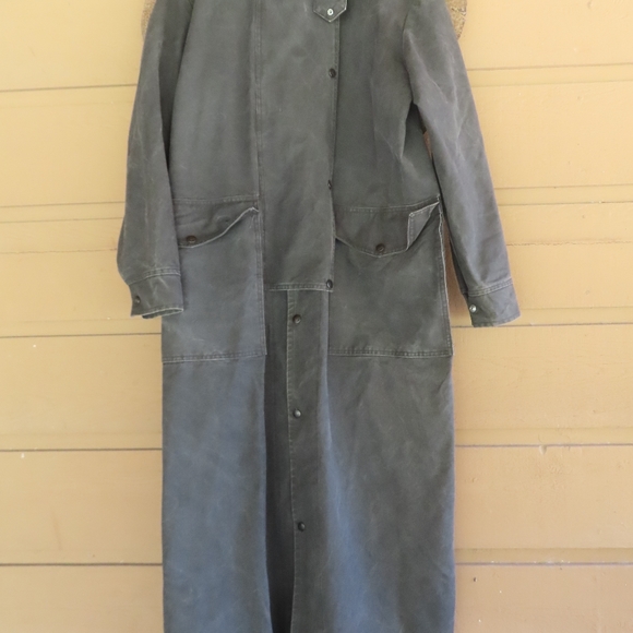 VTG Saddlesmith Outfitters by Action Thick black Denim Duster Ranch Coat, XXS - Picture 1 of 6